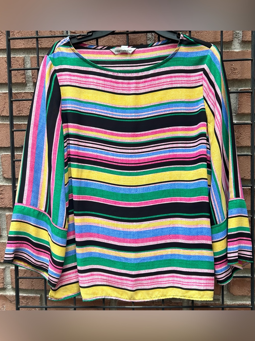 Counterparts Multicolor Striped Blouse - Pink, Yellow, Green, Blue, Black